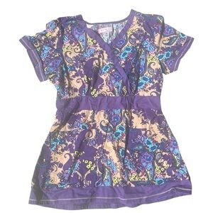 Koi colorful paisley scrub top